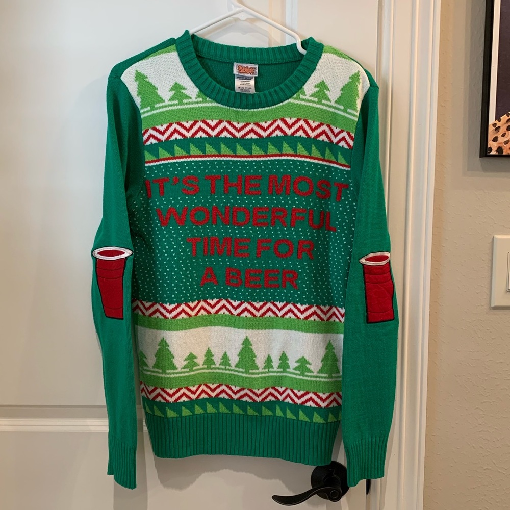 Spencer’s Gifts Ugly Christmas Sweater Most Wonderful Time For Beer Size Small